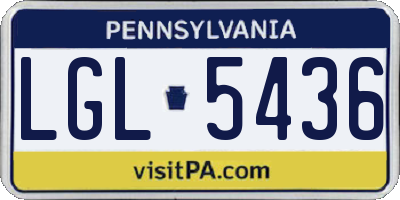 PA license plate LGL5436