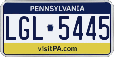 PA license plate LGL5445