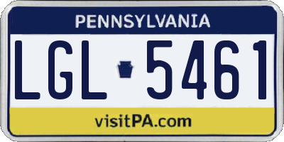 PA license plate LGL5461