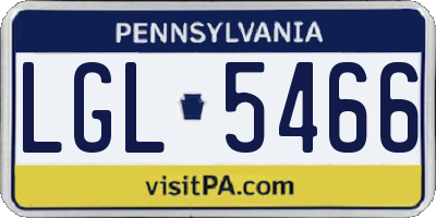 PA license plate LGL5466
