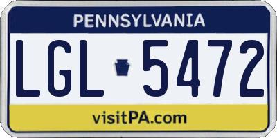 PA license plate LGL5472