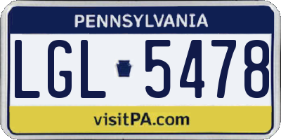 PA license plate LGL5478