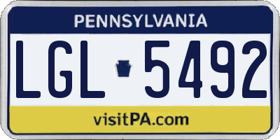 PA license plate LGL5492