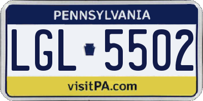 PA license plate LGL5502