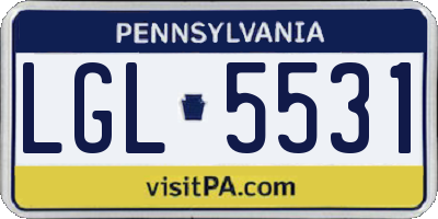 PA license plate LGL5531