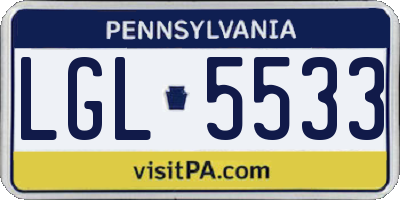 PA license plate LGL5533