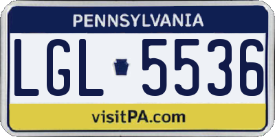 PA license plate LGL5536