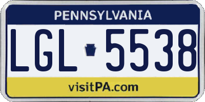 PA license plate LGL5538