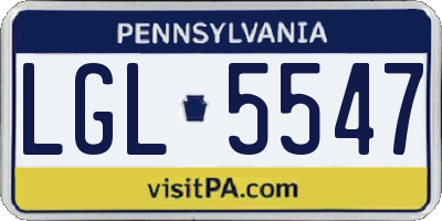 PA license plate LGL5547