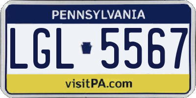 PA license plate LGL5567