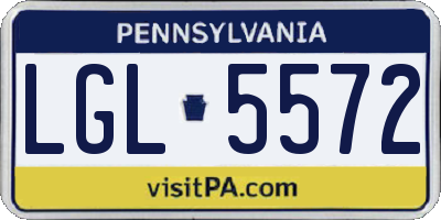 PA license plate LGL5572