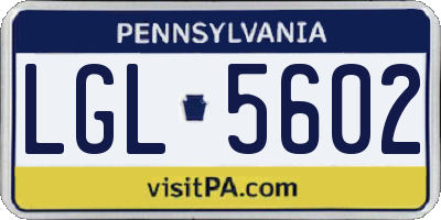 PA license plate LGL5602