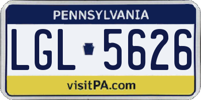 PA license plate LGL5626