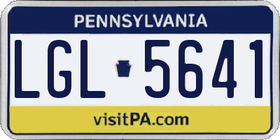 PA license plate LGL5641