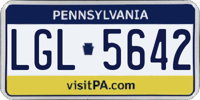 PA license plate LGL5642