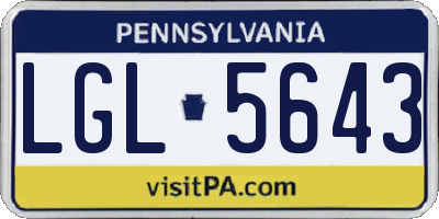 PA license plate LGL5643