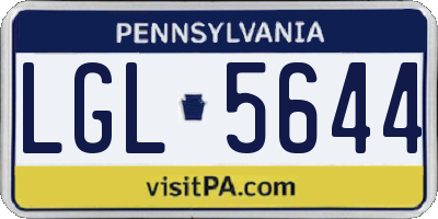 PA license plate LGL5644