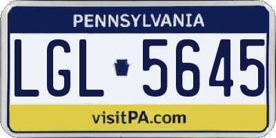 PA license plate LGL5645
