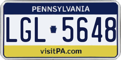 PA license plate LGL5648