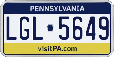 PA license plate LGL5649