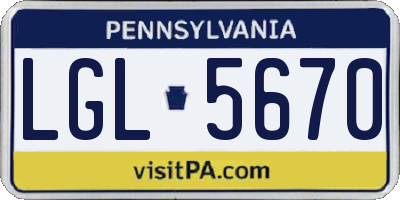 PA license plate LGL5670