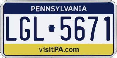 PA license plate LGL5671