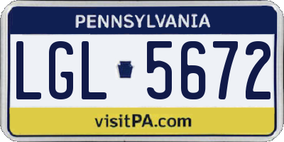 PA license plate LGL5672