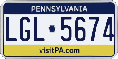 PA license plate LGL5674