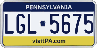 PA license plate LGL5675