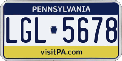 PA license plate LGL5678