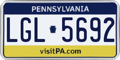 PA license plate LGL5692