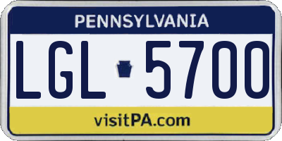 PA license plate LGL5700