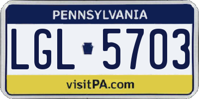PA license plate LGL5703