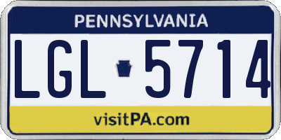PA license plate LGL5714