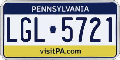 PA license plate LGL5721