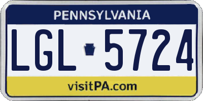 PA license plate LGL5724