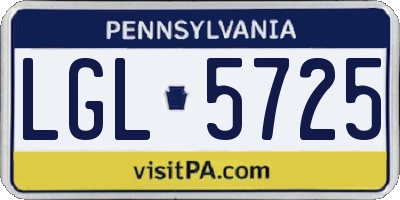 PA license plate LGL5725