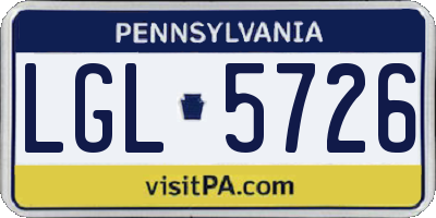 PA license plate LGL5726
