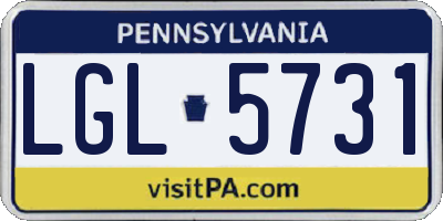 PA license plate LGL5731