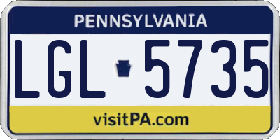 PA license plate LGL5735