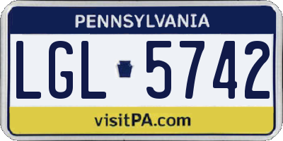 PA license plate LGL5742