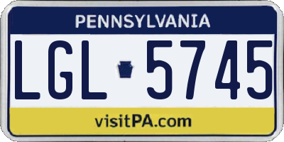 PA license plate LGL5745