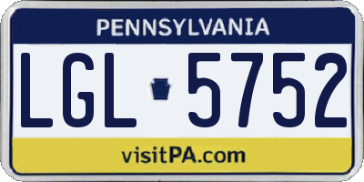 PA license plate LGL5752