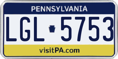 PA license plate LGL5753
