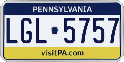 PA license plate LGL5757