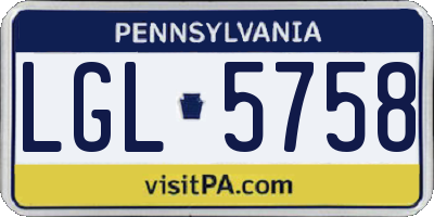 PA license plate LGL5758