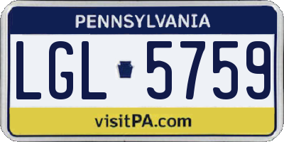 PA license plate LGL5759