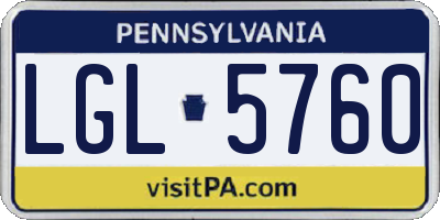PA license plate LGL5760