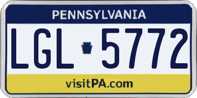 PA license plate LGL5772
