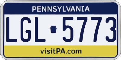PA license plate LGL5773